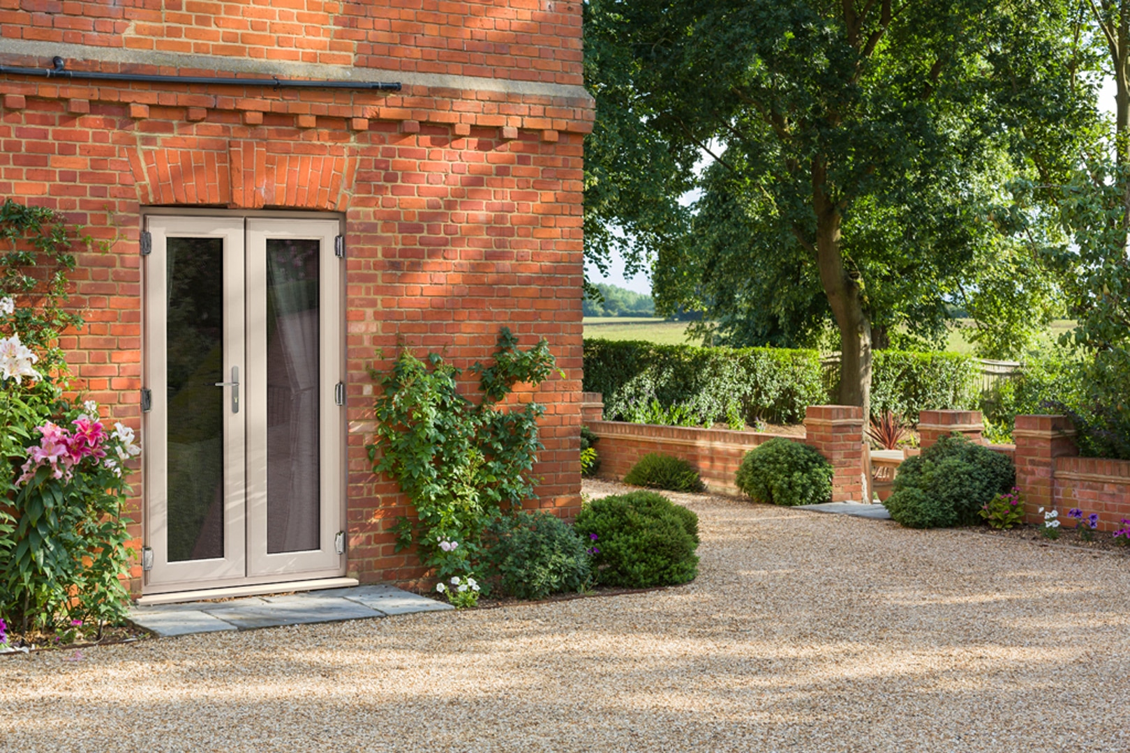 stylish light beige french doors